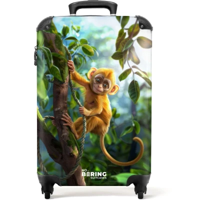 Afbeelding van NoBoringSuitcases.com® Kinderkoffer Kindertrolley Aap Jungle Handbagage koffer lichtgewicht Reiskoffer trolley Rolkoffer met wieltjes Past binnen 55x40x20 en 55x35x28