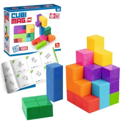 Afbeelding van Cubimag Pro Lute, educatief spel voor kinderen, magnetische puzzel, reisspel, speelgoed, 3D logistieke prestaties en ruimtelijke visie, meerkleurig