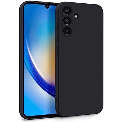 Afbeelding van MyGadget siliconen hoesje compatibel met Samsung Galaxy A34 5G, tweelaagse telefoonhoes camerabescherming, cover binnenvoering en buiten, zwart