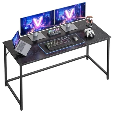 Afbeelding van VASAGLE Bureau, klein computerbureau, kantoortafel, voor studeerkamer, slaapkamer, 60 x 140 76 cm, industrieel ontwerp, metalen frame, ebbenhoutzwart inktzwart LWD043B56