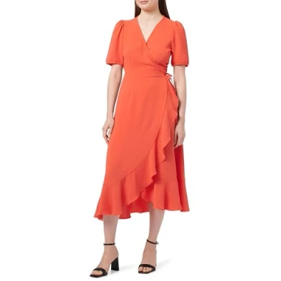 Afbeelding van ONLY Dames Onlmette Ss Wrap Midi Dress WVN wikkeljurk, rood, XXS