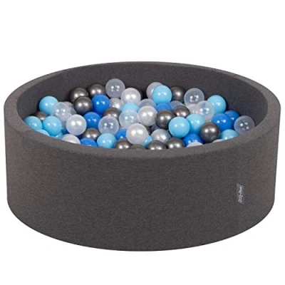 Afbeelding van KiddyMoon Schuim Ballenbak Voor Kinderen Met Ballen Ø 7 Cm Gemaakt In EU, Dgrijs:Parel Blauw Babyblue Transparant Zilver,90X30cm/200