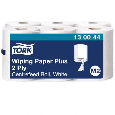 Afbeelding van Tork 130044 Poetsrol wiping plus centerfeed 2 laags wit M2