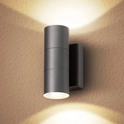 Afbeelding van CELAVY Led wandlamp voor buiten, IP65 waterdichte buitenlamp, aluminium updown, GU10, buitenverlichting, buitenwandlamp balkon, garage, terras, grijs