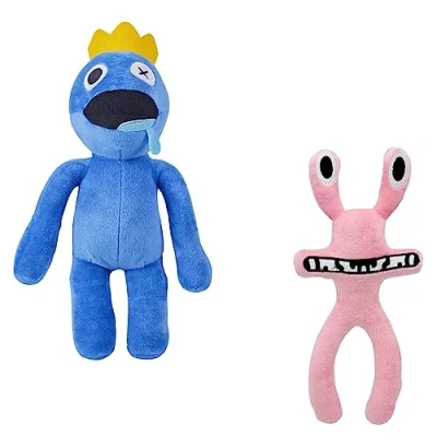 Afbeelding van 2 Rainbow Friends Pluche. Regenboogvrienden Leuk zacht stuk Speelgoed. Zachte pop voor Cadeau aan Jongens en Meisjes. Blue Pink.