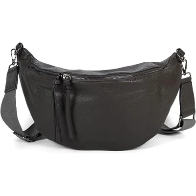 Afbeelding van styleBREAKER Dames Halve Maan Crossbody Schoudertas, Afneembare Verstelbare Schouderriem, Effen Handtas 02012386, Kleur:Donkergrijs
