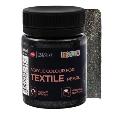 Afbeelding van Decola — Zwarte Glitter Textielverf 50ml Textielkleur Met Hoog Pigment Gemaakt Door Neva Palette