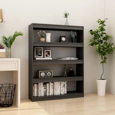 Afbeelding van Boekenkast/kamerscherm 100x30x135,5 cm massief grenenhout grijs