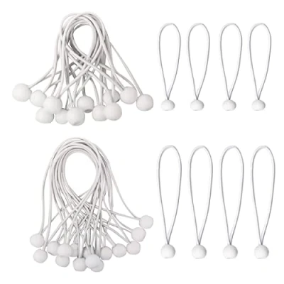 Afbeelding van elastische spanners, 30 stuks, kogelspanners, professionele spanners met bal, elastisch touw kogelspanner, wit