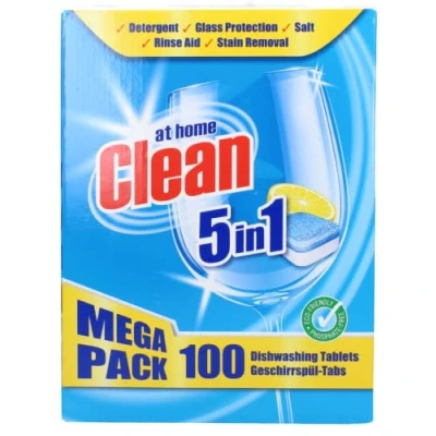 Afbeelding van At Home Clean Vaatwastabletten 5 in 1 100 tabletten