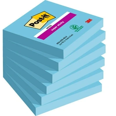 Afbeelding van Memoblok 3M Post it 654 Super Sticky 76x76mm blauw