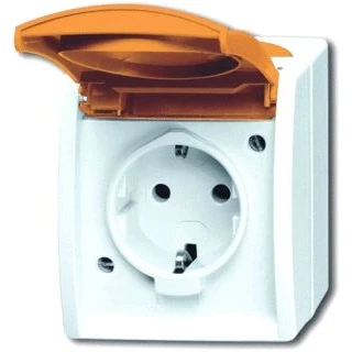 Afbeelding van Abb busch jaeger tekstwandcontactdoos ra kd oranje opbouw ip44 o alpin 2cka002083a0838