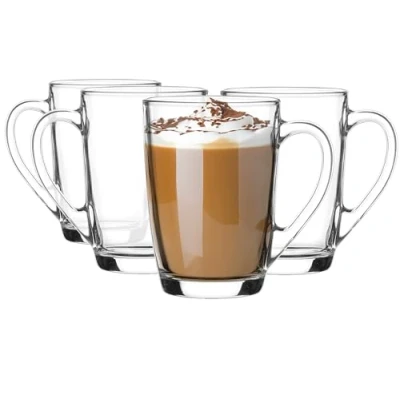 Afbeelding van Glasmark KROSNO 1992 glazenset koffieglazen theeglazen met handvat 4 stuks 300 ml koffie thee latte glazen theekopjes kopjes drinkglas vaatwasmachinebestendig Ala