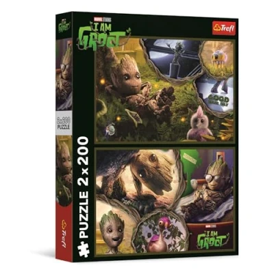 Afbeelding van Trefl 2 in 1 puzzels: Marvel Guardians of the Galaxy, Ik ben Groot x 200 stukjes Set van twee puzzels voor tieners