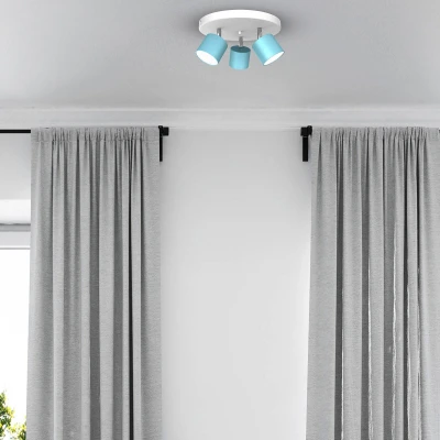 Afbeelding van Eko Light Plafondspot Cloudy 3 lamps rond blauw