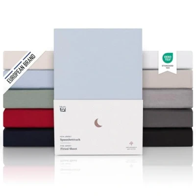 Afbeelding van Blumtal® Premium Jersey Hoeslaken 140 tot 160 x 200 27 cm Lichtblauw Matras Oeko TEX gecertificeerd 100% Katoen