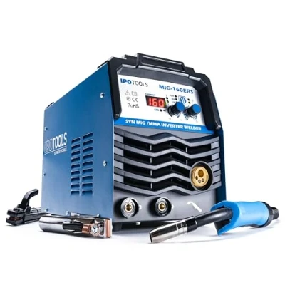 Afbeelding van IPOTOOLS MIG 160ERS 5 in 1 MAG lasapparaat, beschermgaslasapparaat met 160 ampère inverter FLUX/vuldraadlasapparaat zonder gaselektroden/E hand geschikt/digitaal/IGBT/230 V