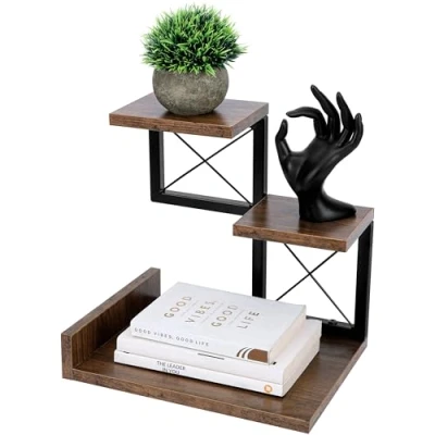 Afbeelding van BELLE VOUS Desk Shelf Organizer Rustic brown Density board with Corner protective pads