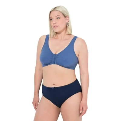 Afbeelding van Ulla Popken grote maten plus size bustier, borstvoedingsbeha, voorsluiting, cup C/D E/F, Helder zeilblauw, 115D