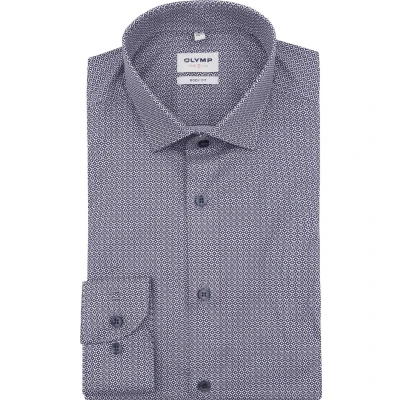 Afbeelding van OLYMP Level 5 Overhemd Print Blauw Maat 38 Heren Overhemden Formeel