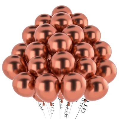 Afbeelding van hpnparty ballonnen, roségoud, metallic, 50 stuks, 30 cm, roségouden heliumballonnen, latex ballonnen voor verjaardagsdecoratie, babyshower, bruiloftsdecoratie, doopdecoratie, feestdecoratie