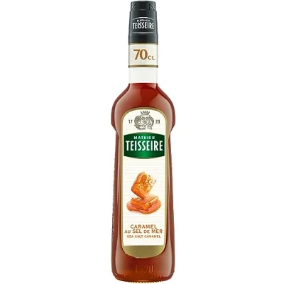 Afbeelding van Mathieu Teisseire Zeezout karamelsiroop voor dranken, warme chocolade, milkshakes, shakes, wodka&#039;s, rum, whisky, cocktails op basis van roomlikeur, 70cl fles