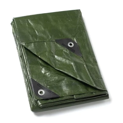 Afbeelding van GUARD SHIELD Afdekzeil, met inslagringen, waterdicht, 4 m x m, groen, multifunctioneel polyester zeil, 120 g/m², zeildoek, beschermend multifunctioneel, scheurvast, uv gestabiliseerd