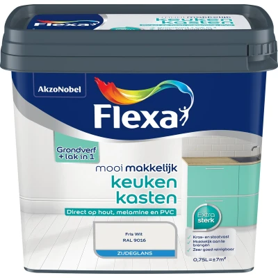 Afbeelding van flexa mooi makkelijk keukenkasten zijdeglans ijswit 0.75 ltr