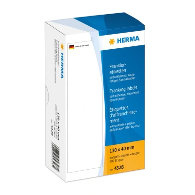 Afbeelding van Frankeeretiket HERMA 4328 dubbel 130x40mm 500stuks