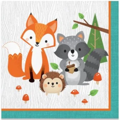 Afbeelding van Woodland Bosdieren servetten 33x33cm 16 stuks
