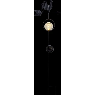 Afbeelding van Solar Tuinverlichting decoratie Windwijzer Warm Wit licht Zwart 52 cm hoog