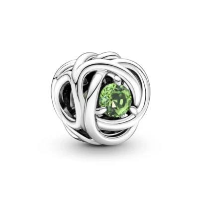 Afbeelding van Pandora 790065C03 Augustus Geboortesteen Lentegroene Oneindige Cirkel Bedel sieraden horloge Zilverkleur