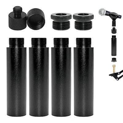 Afbeelding van Nizirioo Set van 4 microfoonvoetverlengingen, stuks schroefdraadadapters voor microfoon (3/8 bus naar 5/8 mannelijk, vrouwelijk 3/8 mannelijk) metalen adapter desktophouders, arm