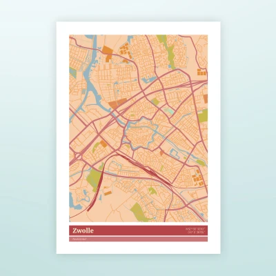 Afbeelding van Poster Plattegrond Zwolle Kleur (A3 Formaat) van Nutcrackers