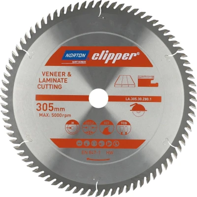 Afbeelding van Norton Clipper Laminaat en Fineer Zaagblad TCG 305mm 80 tanden Voor Cirkelzagen