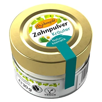 Afbeelding van Birkengold Tandpoeder kruiden 30 g glas, 1 stuk, plasticvrij, verpakt in glazen pot, 100% natuurlijke ingrediënten, geen schuimvormers en conserveringsmiddelen, cosmetica gecertificeerd,