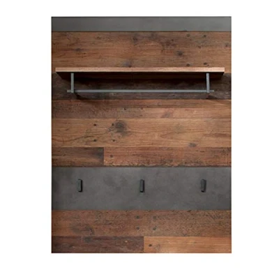 Afbeelding van trendteam smart living Garderobepaneel paneel garderobe Indy afmetingen (b x h d) 80 106 29 cm kleur grafiet grijs matera met oud hout 187944223