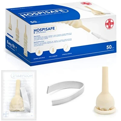 Afbeelding van AIESI® Externe Katheter voor mannen in latex met plakstrip diameter 25 mm individueel verpakt HOSPISAFE (Pak van 50 stuks)