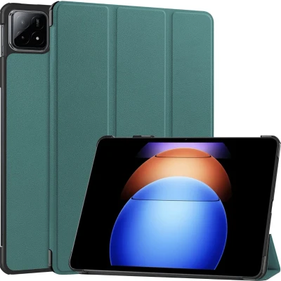 Afbeelding van Case2go Tablet hoes geschikt voor Xiaomi Pad 6S Pro Tri fold Case Auto/Wake functie Donker Groen