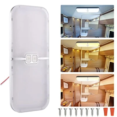 Afbeelding van Intckwan 12 volt led lampen voor camper, dimbaar dak, camperverlichting met schakelaar, wit geel en warm licht, universeel DC 24 V, auto, vrachtwagen, caravan, camping