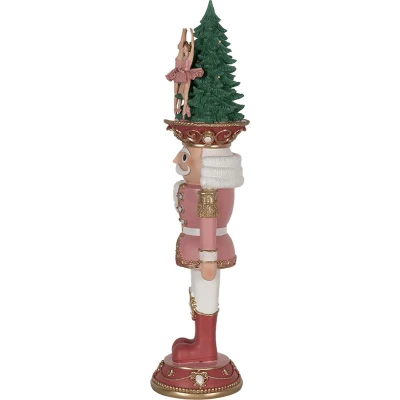 Afbeelding van Clayre &amp; Eef Kerstdecoratie met LED verlichting Notenkraker 62 cm Roze Polyresin Beeld