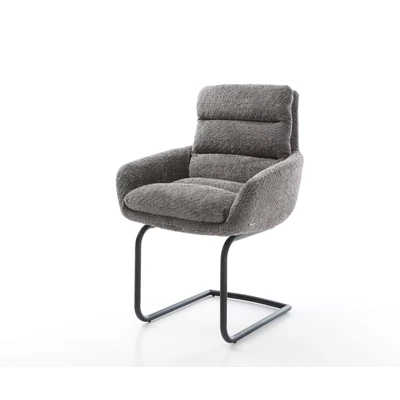 Afbeelding van sledemodel Abelia Flex met armleuning rond zwart bouclé grijs