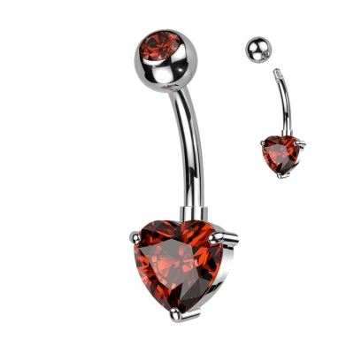 Afbeelding van Piercing titanium hartje steen rood