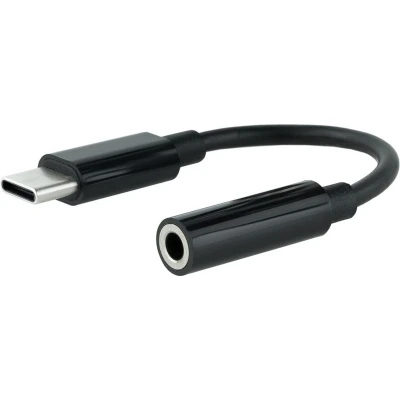 Afbeelding van NANOCABLE 10.24.1205 audio adapterkabel, USB C/stekker naar 3.5 jackstekker, vrouwelijk, 11 cm, zwart