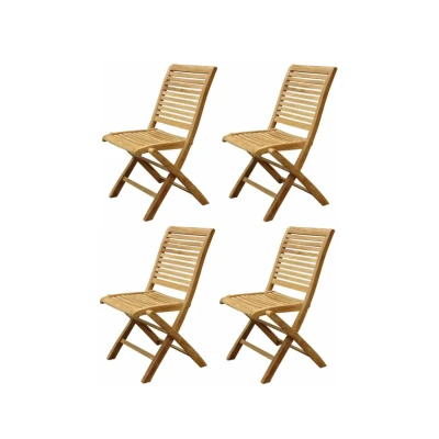 Afbeelding van Arona dining tuinstoel inklapbaar teak set van 4 stoelen