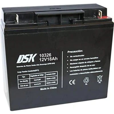 Afbeelding van DSK 10326 AGM oplaadbare verzegelde loodaccu. 12V 18Ah. Ideaal voor beveiligingsalarmsystemen, noodverlichting, OEM elektrische apparatuur, UPS systemen, mobiliteit,Zwart