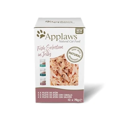 Afbeelding van Applaws Premium Natural natvoer voor katten, keuze uit vissen in gelei, 70 g, portiezak (12 x g)