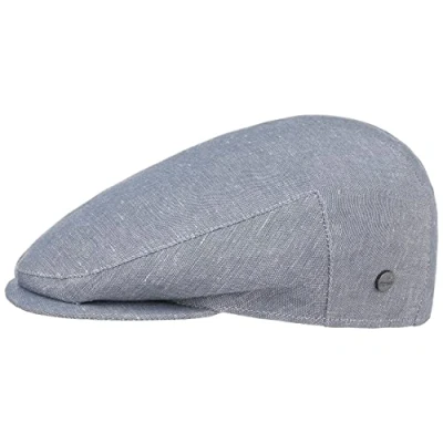 Afbeelding van Lierys Inglese linnen Flatcap heren Flat cap made in Italy van en katoen Zomercap denim look Modellen voorjaar/zomer 61 cm lichtblauw