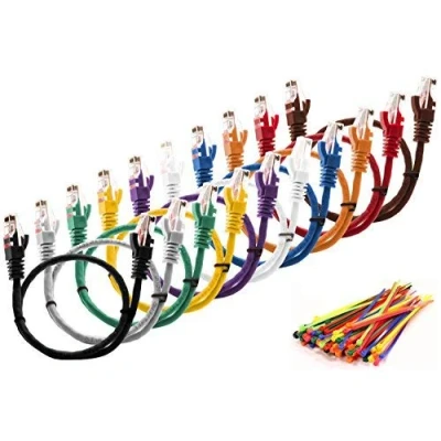 Afbeelding van MutecPower 0,5 m CAT5E netwerk ethernet patchkabel UTP met 2x RJ45 stekker set &quot;10 stuks, 10 kleuren&quot; (100 kabelbinders in de verpakking inbegrepen) meter pack