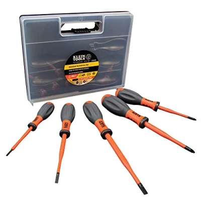 Afbeelding van VDE Geïsoleerde schroevendraaierset, 5 delig met ergonomische handgrepen, goedgekeurd, Klein Tools 32268INS, oranje